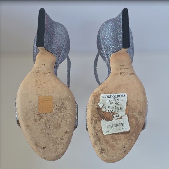 Jimmy Choo Edina 85 Ankle Strap Sparkle Sandals Luxury Leather Heels - Picture 17 of 17